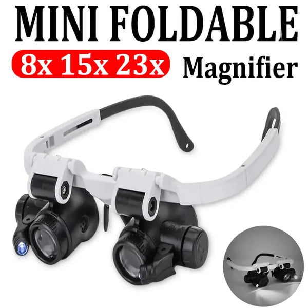 Head Wearing Magnifying Glass with LED Light Headband