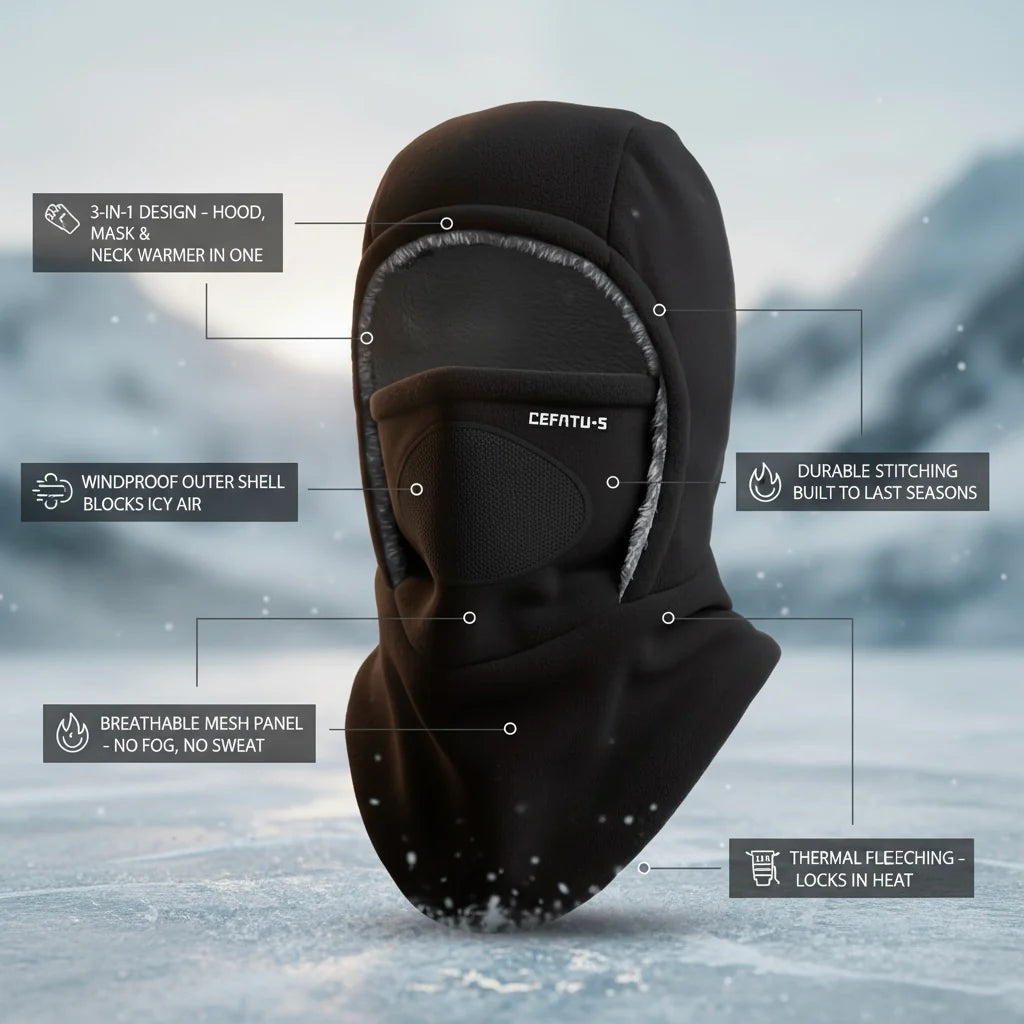 Balaclava Hat, Mask & Neck Warmer