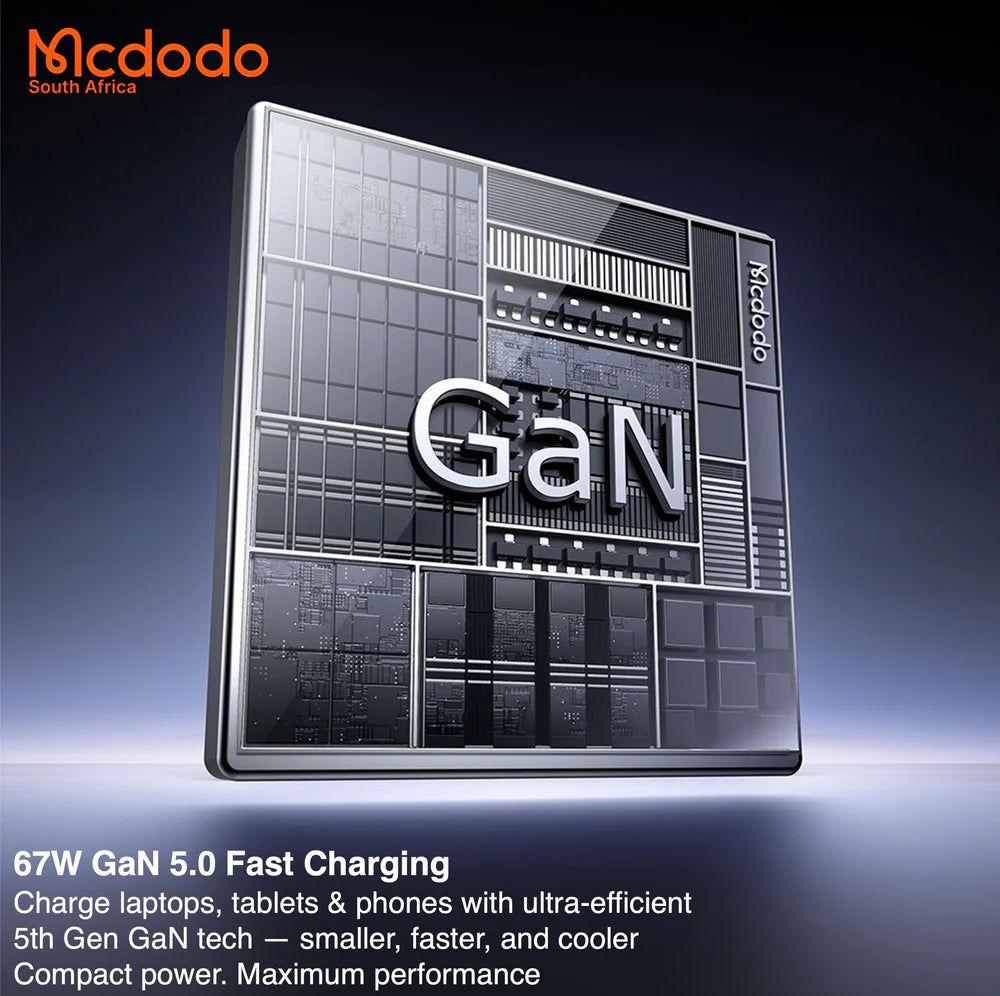 67w GaN Fast Charger Retractable USB-C Cable Digital Watt Display