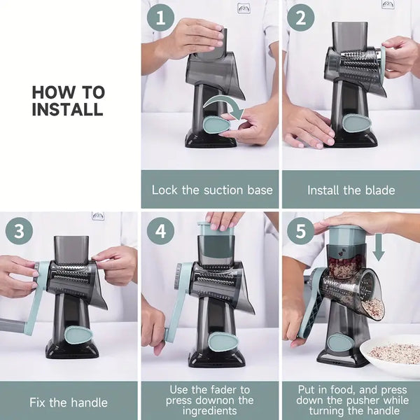 3 in 1 Rotary Cheese Grater Vegetable Slicer