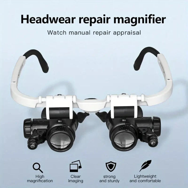 Head Wearing Magnifying Glass with LED Light Headband