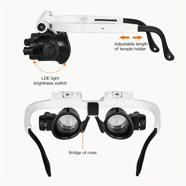 Head Wearing Magnifying Glass with LED Light Headband