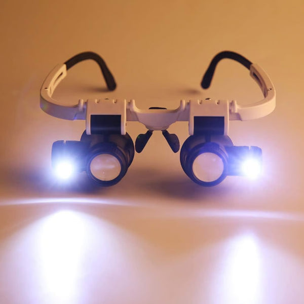 Head Wearing Magnifying Glass with LED Light Headband