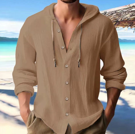 Everyday Cotton Linen Hoodie Shirt