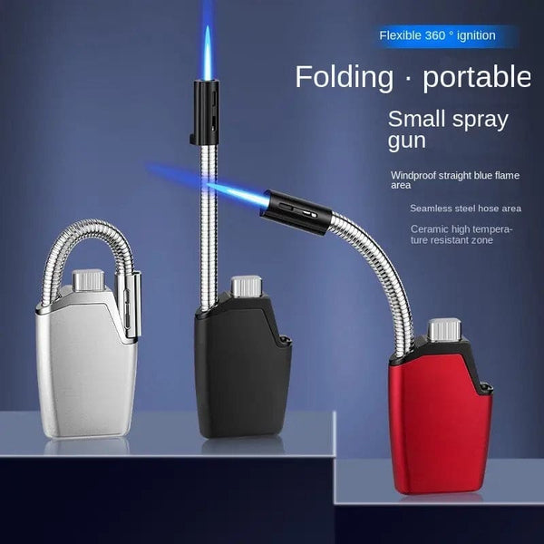 360° Flexible Neck Windproof Butane Torch Lighter – Foldable & Rechargeable