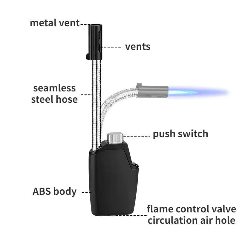 360° Flexible Neck Windproof Butane Torch Lighter – Foldable & Rechargeable