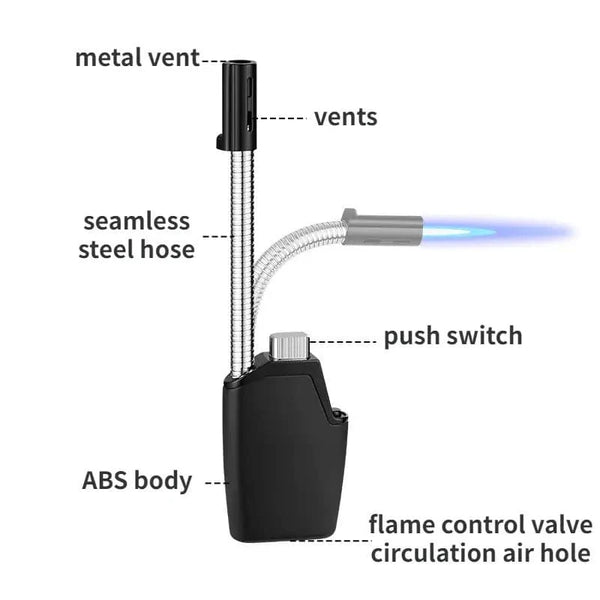 360° Flexible Neck Windproof Butane Torch Lighter – Foldable & Rechargeable