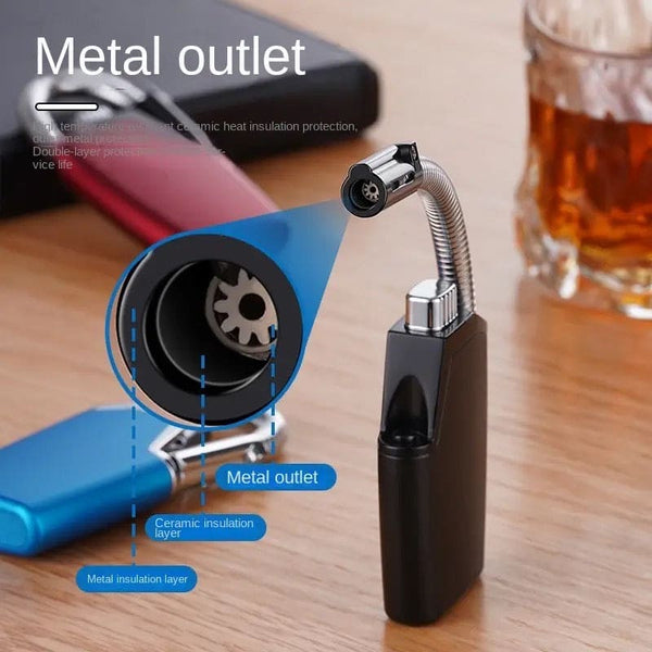 360° Flexible Neck Windproof Butane Torch Lighter – Foldable & Rechargeable