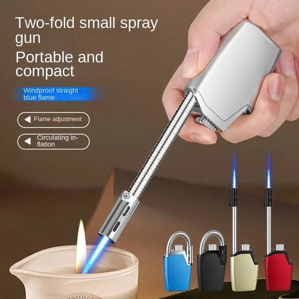 360° Flexible Neck Windproof Butane Torch Lighter – Foldable & Rechargeable