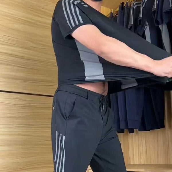 Casual Short Sleeve Top and Pants Sports Set for Men