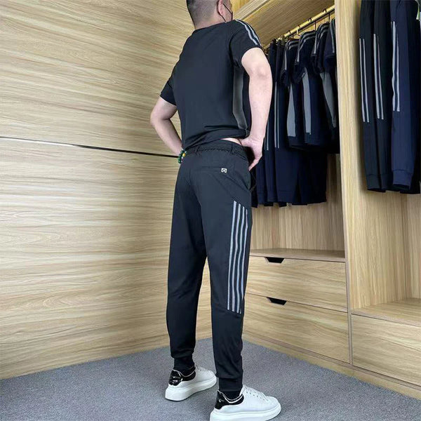 Casual Short Sleeve Top and Pants Sports Set for Men